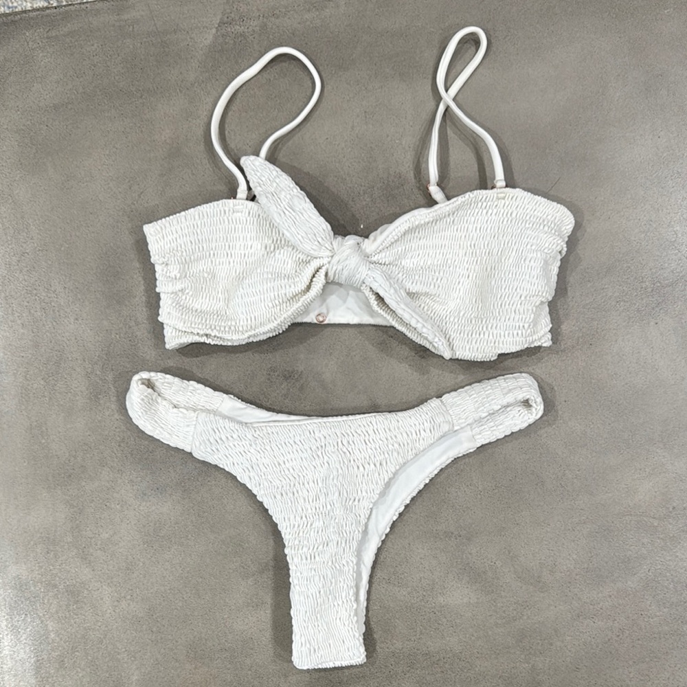 White Crinkle Textured Bikini Set